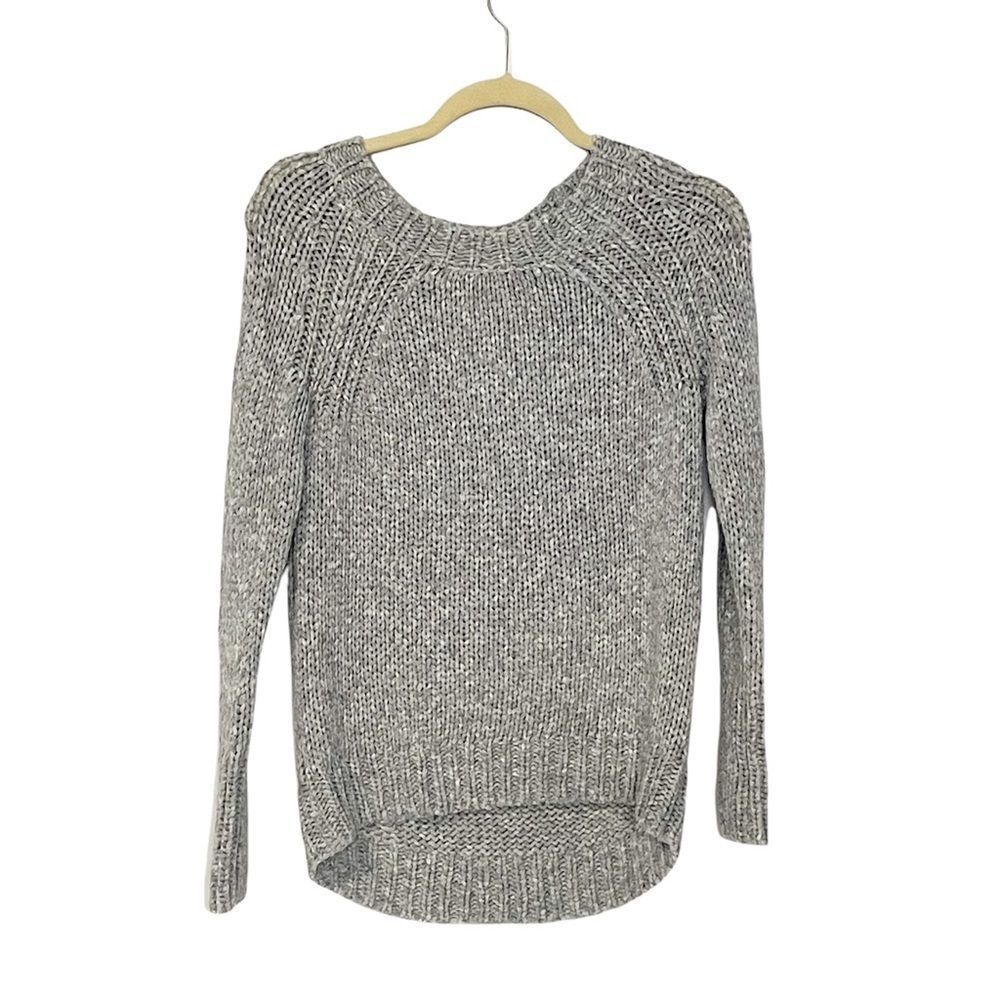Ann Taylor Petite Chunky Grey Knit Sweater Size SP